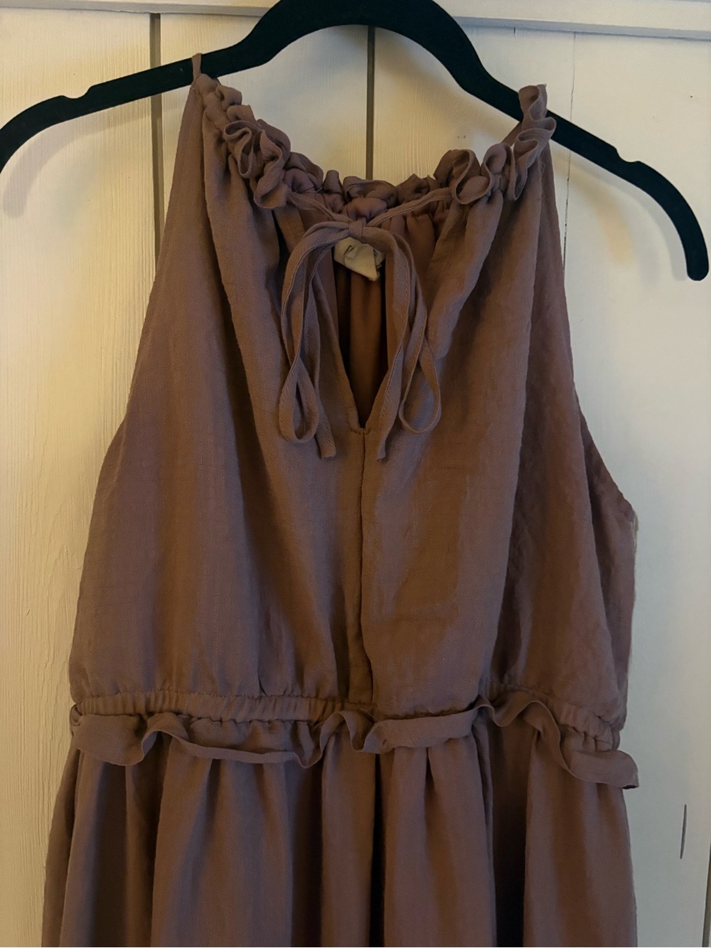 Women’s Maxi Dress - Taupe Halter Tiered Maxi - Picture 2 of 5